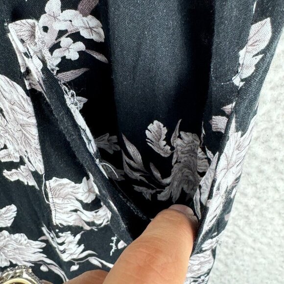Spiritual Gangster Black Floral Maya‎ Kimono Womens Front Tie Pockets Size OS - Picture 6 of 12